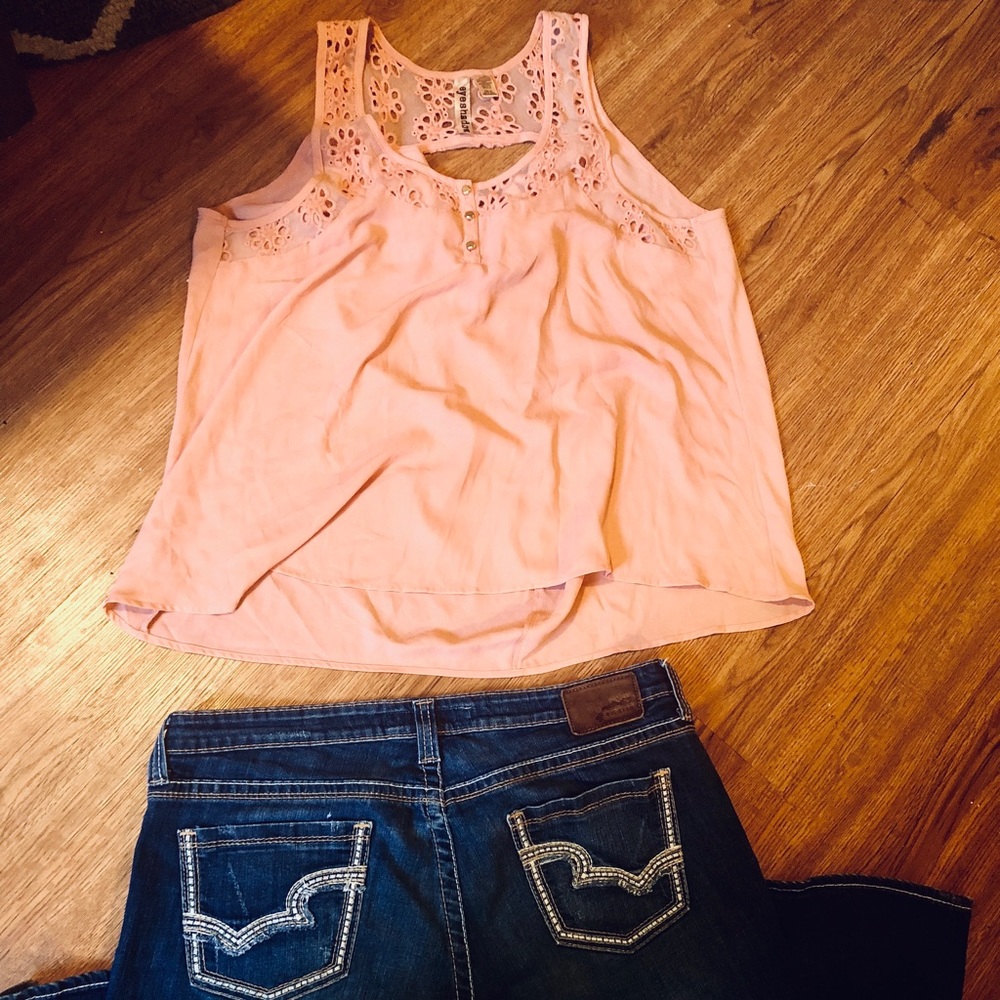 XL Eyeshadow Pastel Pink Dressy Hi-Lo Tank